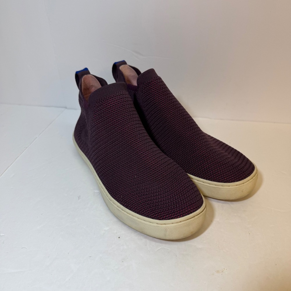 Rothys The Chelsea Eggplant Purple Knit Slip On Sneakers Womens Size 7